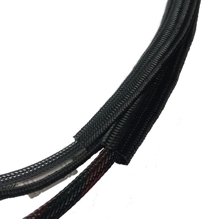 Diameter 12mm wire harness longitudinally wrapped tube Self-rolling open braided vertical tube