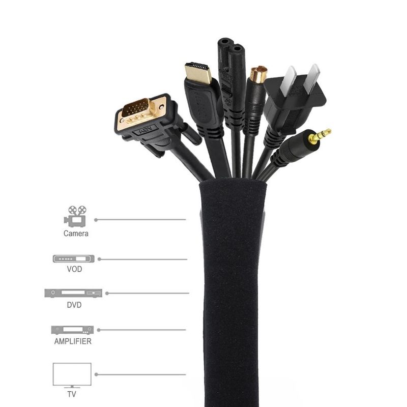 Black 19 - 20 inch Flexible Cable Management Under Table Cable Organizer for TV  Computer