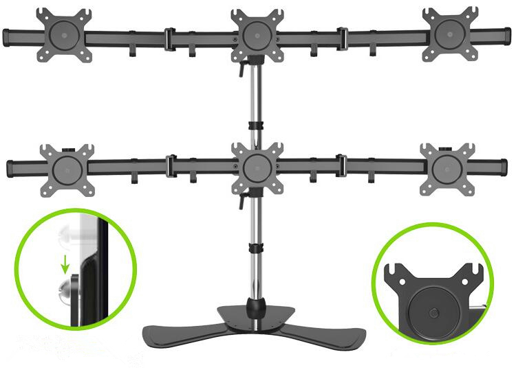 Aluminum vertical desktop six-screen LCD monitor bracket computer bracket company monitoring stitching base