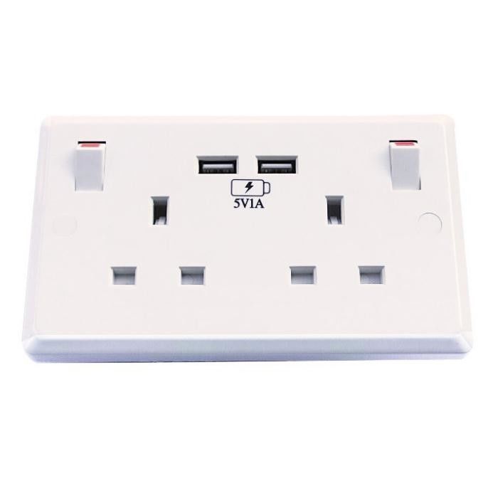 British Standard USB Wall Switch Socket , 110V ~ 250V 13A Charging Socket Panel