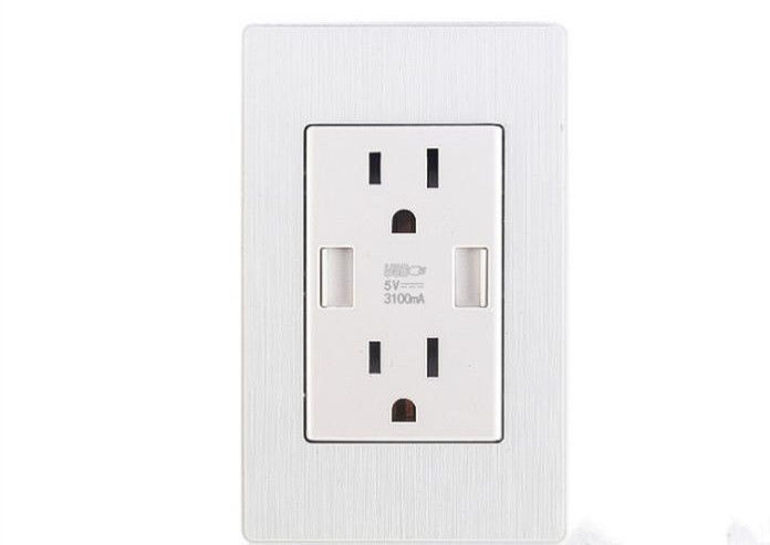 American Wall Switch Socket Six Holes With Dual USB 3.1A 2.1A 50HZ