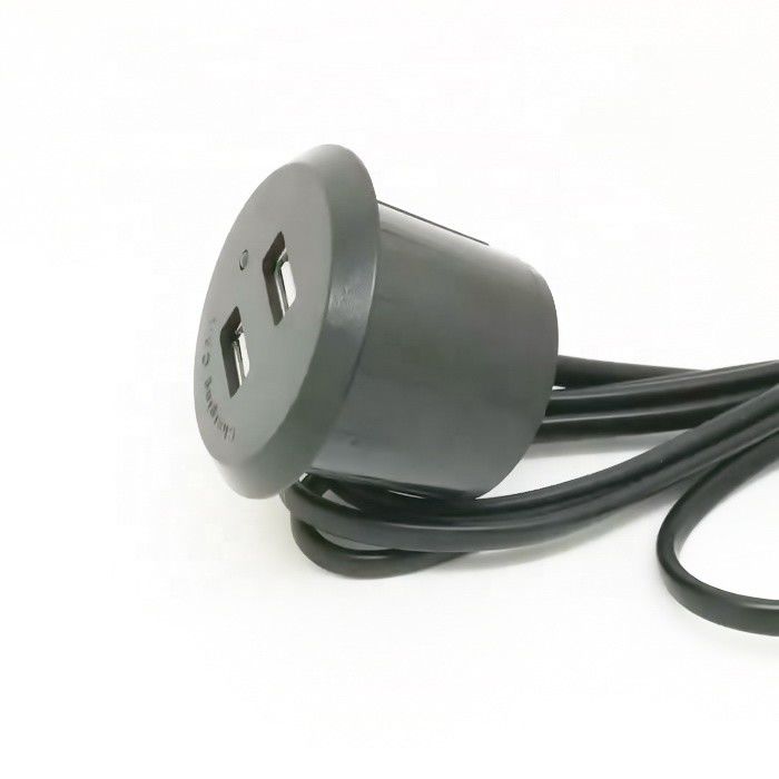 5V 2A Adapter Furniture Charger Table USB Socket Round Type Black Color