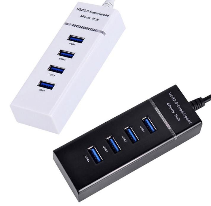 Black Desktop USB Charger Hub 4 - Port Converter One - To - Four Expander / USB 3.0 Splitter