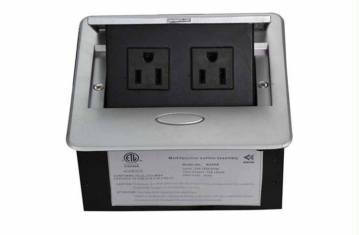 Smart Pop Up Electrical Outlet US Standard UL List 131*110*69 mm Zinc Alloy