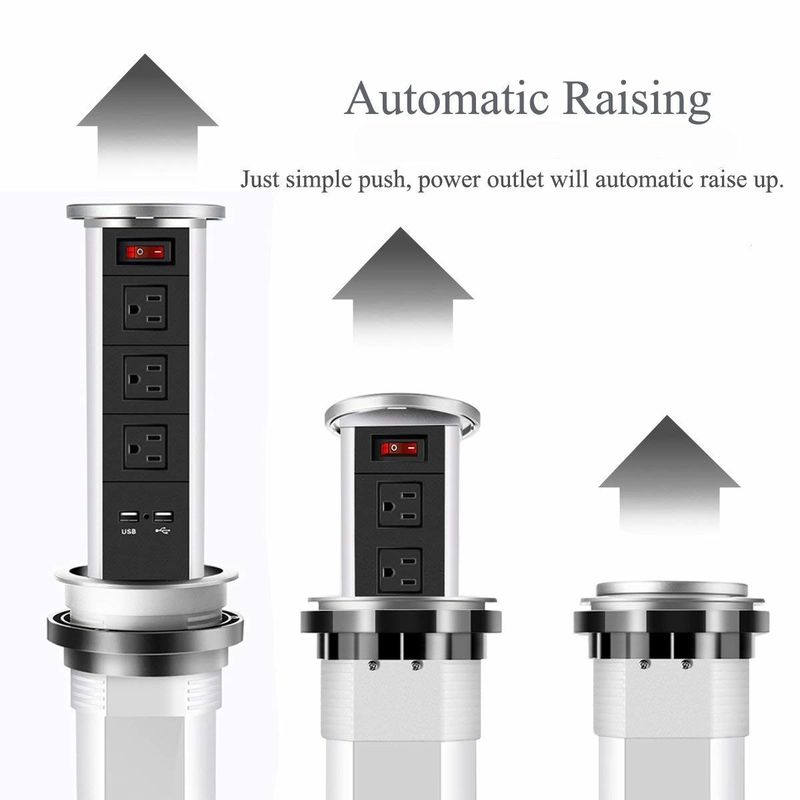 Desk Motorized Pop Up Socket ,  Vertical Motorised Pop Up Electrical Plug Socket Reliable