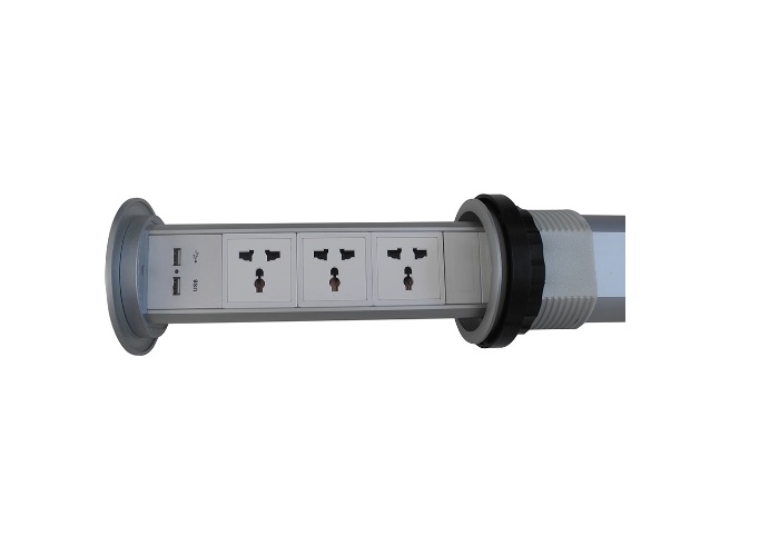 Motorized kitchen pop up power socket