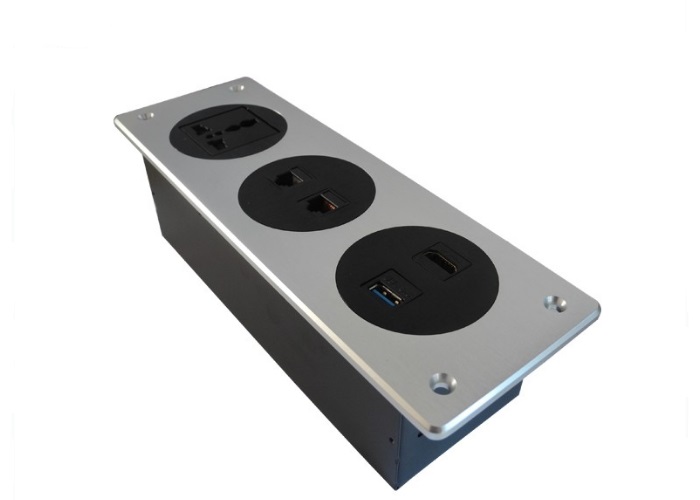 Aluminum panel socket for table/wall