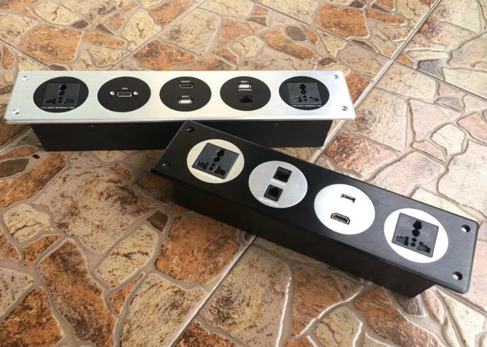 Aluminum panel socket for table/wall