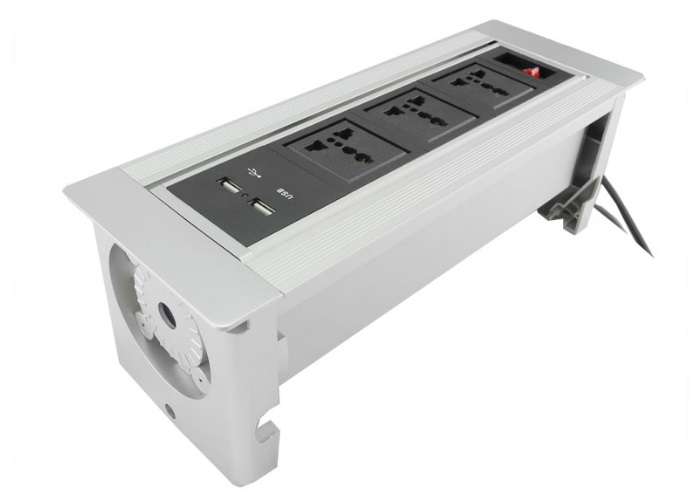 Manual flip up power socket for meeting table