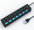 LED light display usb splitter 2.0 hub hub 7 port with independent switch usb converter multi-interface