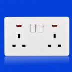 White 2 switch 6 hole 13A British square hole type 86 socket wall switch socket panel