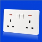 White 2 switch 6 hole 13A British square hole type 86 socket wall switch socket panel