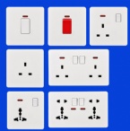 White 2 switch 6 hole 13A British square hole type 86 socket wall switch socket panel