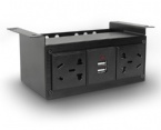 Under Office Under Desk Power Strip With USB Charger , Desk Mounted Power Socket Outlet