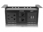 Aluminum Under Desk Power Sockets Outlet With USB Charger And Network Rj45 For Office Furniture