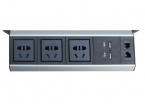 Universal Under Desk Power Strip Outlet With 2*USB Charger / 1*LAN