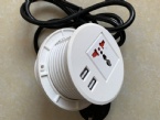 White color smart round universal power mobile USB charger tabletop power outlet / Desktop socket