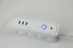 15A Desktop Power Strip , Overload Protection European 8AC3USB Double - Sided USB Socket