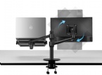 Black Notebook LCD Stand / Dual Computer Stand Lift Rotation Increase Bracket