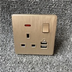 UK Power Independent Dual USB Wall Switch Socket For Apartment / Home