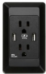 Black Double Wall Socket With USB American Standard Panel Security Anti - Drop