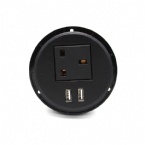 Smart British Furniture AC Black Round Power Socket Embedded Installation