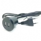5V 2A Adapter Furniture Charger Table USB Socket Round Type Black Color