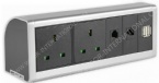 110 - 250V Aluminum Edge Desk Mountable Power Strip Silver Or Black Color