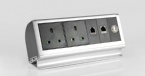 110 - 250V Aluminum Edge Desk Mountable Power Strip Silver Or Black Color