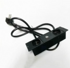 Black European Power Outlet Office Furniture Concealed With Dual USB Socket