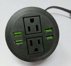 15A 250V Desktop Multi - Function Round Power Socket With 2 * USB Charger