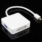 White Multi Function Converter Mini DP Displayport To VGA + HDMI + DVI Conversion Line 3 - In - 1