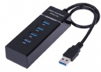 Black Desktop USB Charger Hub 4 - Port Converter One - To - Four Expander / USB 3.0 Splitter