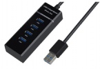Black Desktop USB Charger Hub 4 - Port Converter One - To - Four Expander / USB 3.0 Splitter