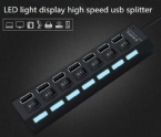 LED Light Display Splitter USB Table Hub 2.0 7 Port With Independent Switch  Converter Multi - Interface