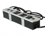 Aluminum Alloy Panel Multimedia Table Socket / Screen Desktop 2 Universal Power Data RJ45 Sockets