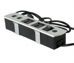 Aluminum Alloy Panel Multimedia Table Socket / Screen Desktop 2 Universal Power Data RJ45 Sockets