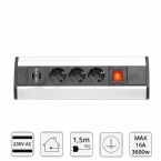 3,500 Watts Mountable Power Strip , Desk Power Outlet Inconspicuous Design