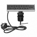 UK Power Wall Mount Power Strip Four Way Black Silver Color Convenient To Install