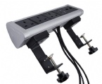Silver Color USB Power Strip , 250V Mountable Power Strip Clamp On Mounted